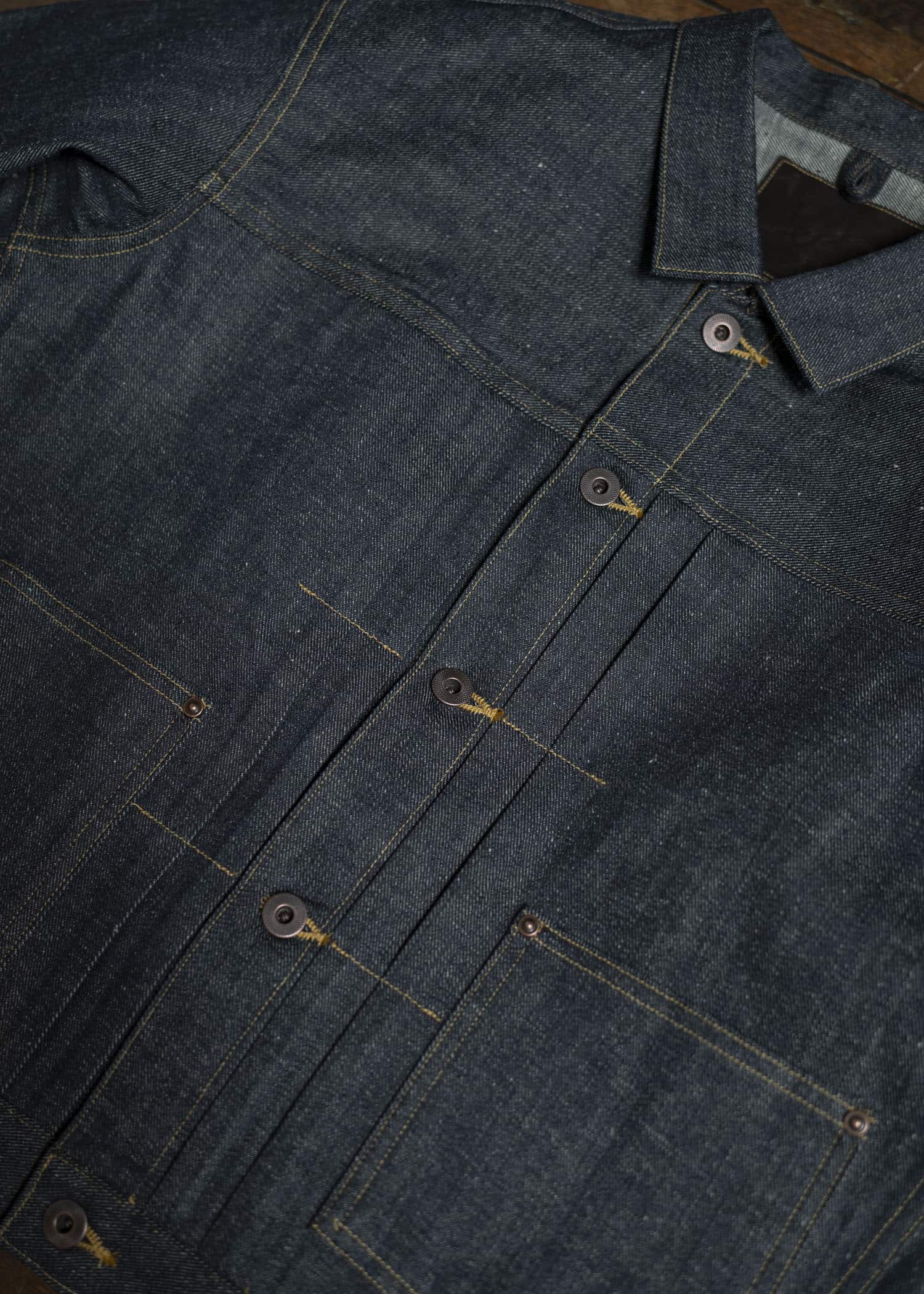Taiga Takahashi Lot.714-Raw Indigo Denim Jacket Side Panel Raw Indigo