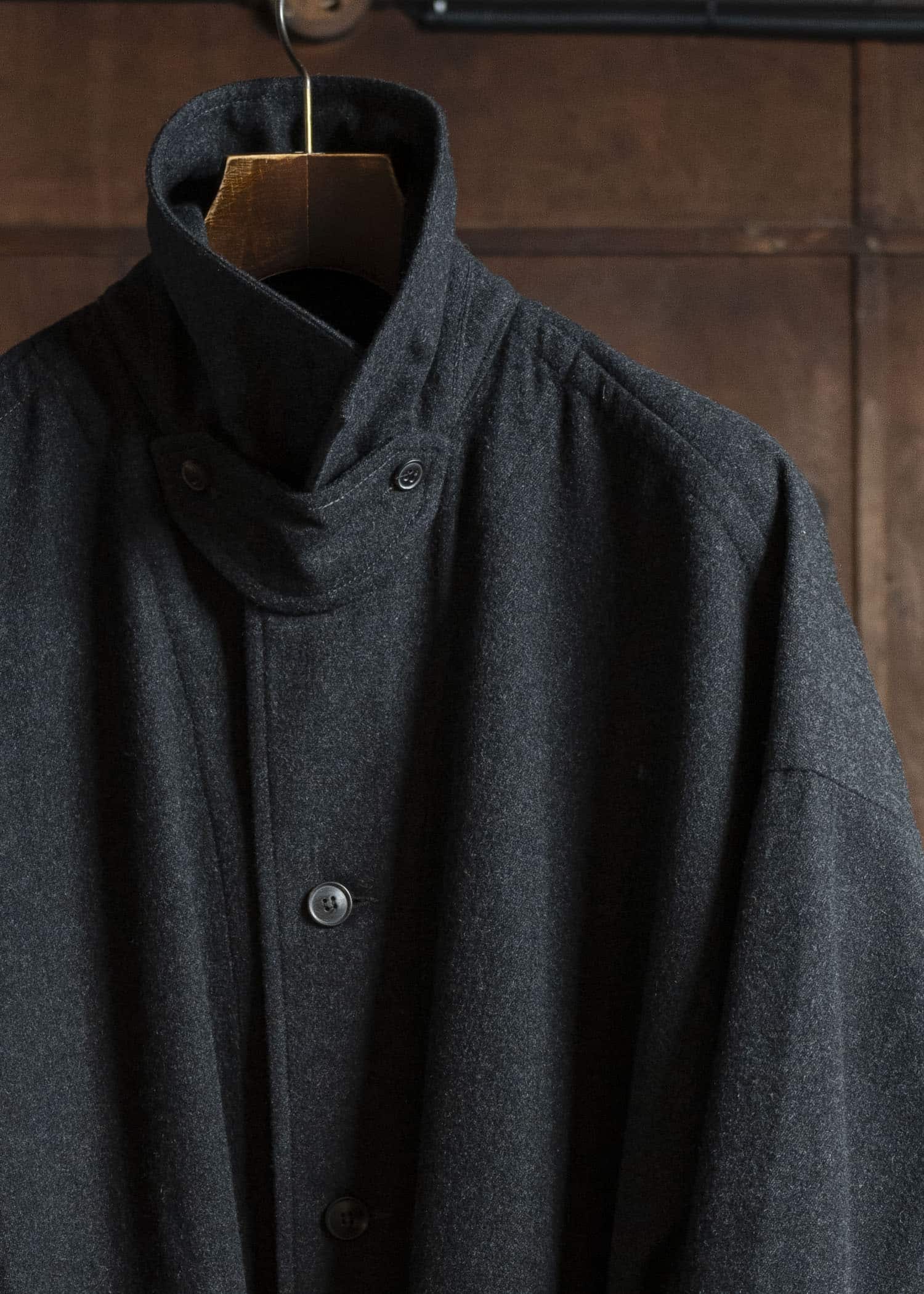 JAN-JAN VAN ESSCHE COAT#34 LONG COAT Soft Brushed Twill Anthracite