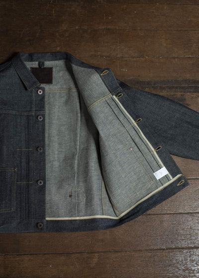 Taiga Takahashi Lot.714-Raw Indigo Denim Jacket Side Panel Raw Indigo