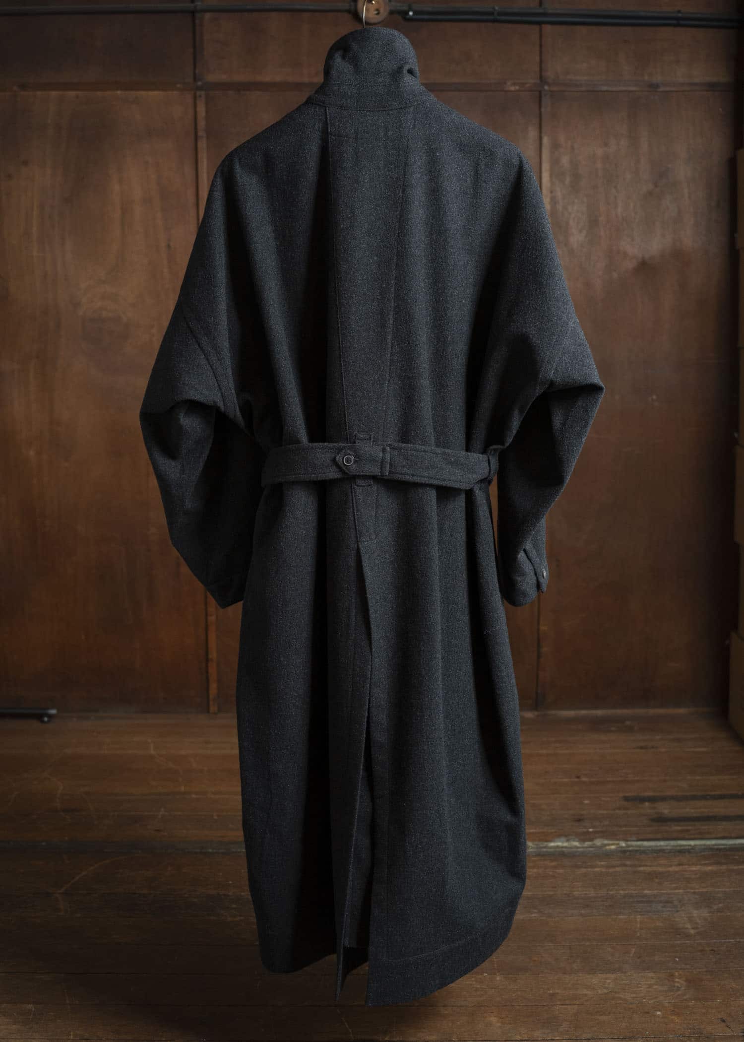 JAN-JAN VAN ESSCHE COAT#34 LONG COAT Soft Brushed Twill Anthracite