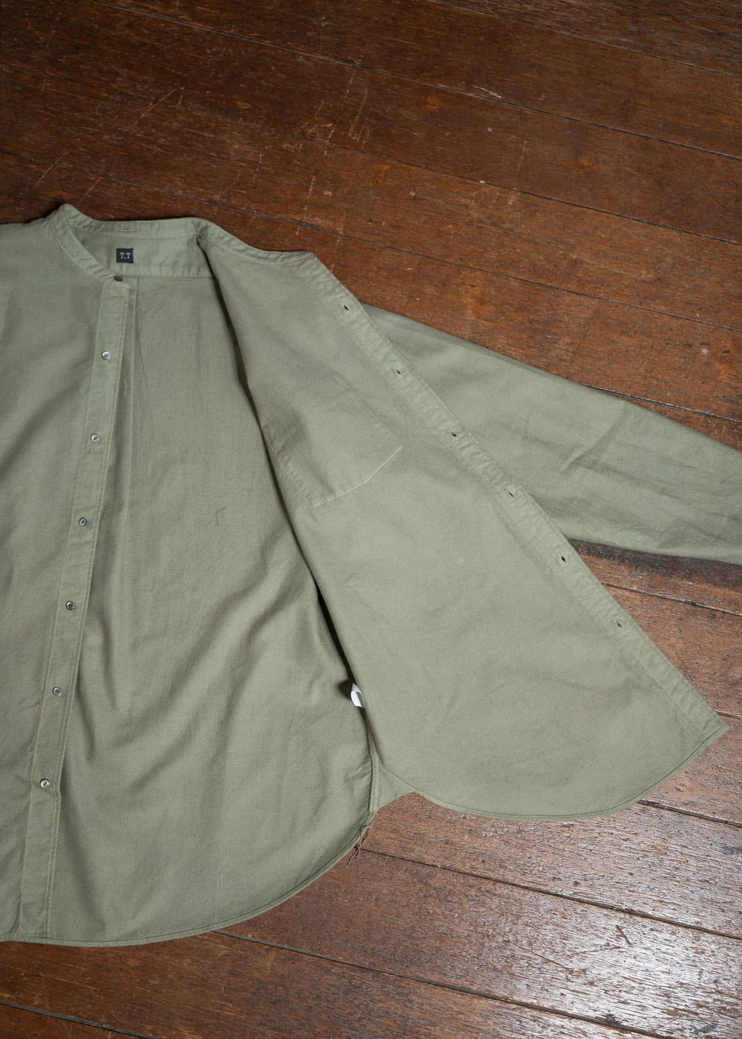 Taiga Takahashi Band Collar Shirt Sage Green Lot.104