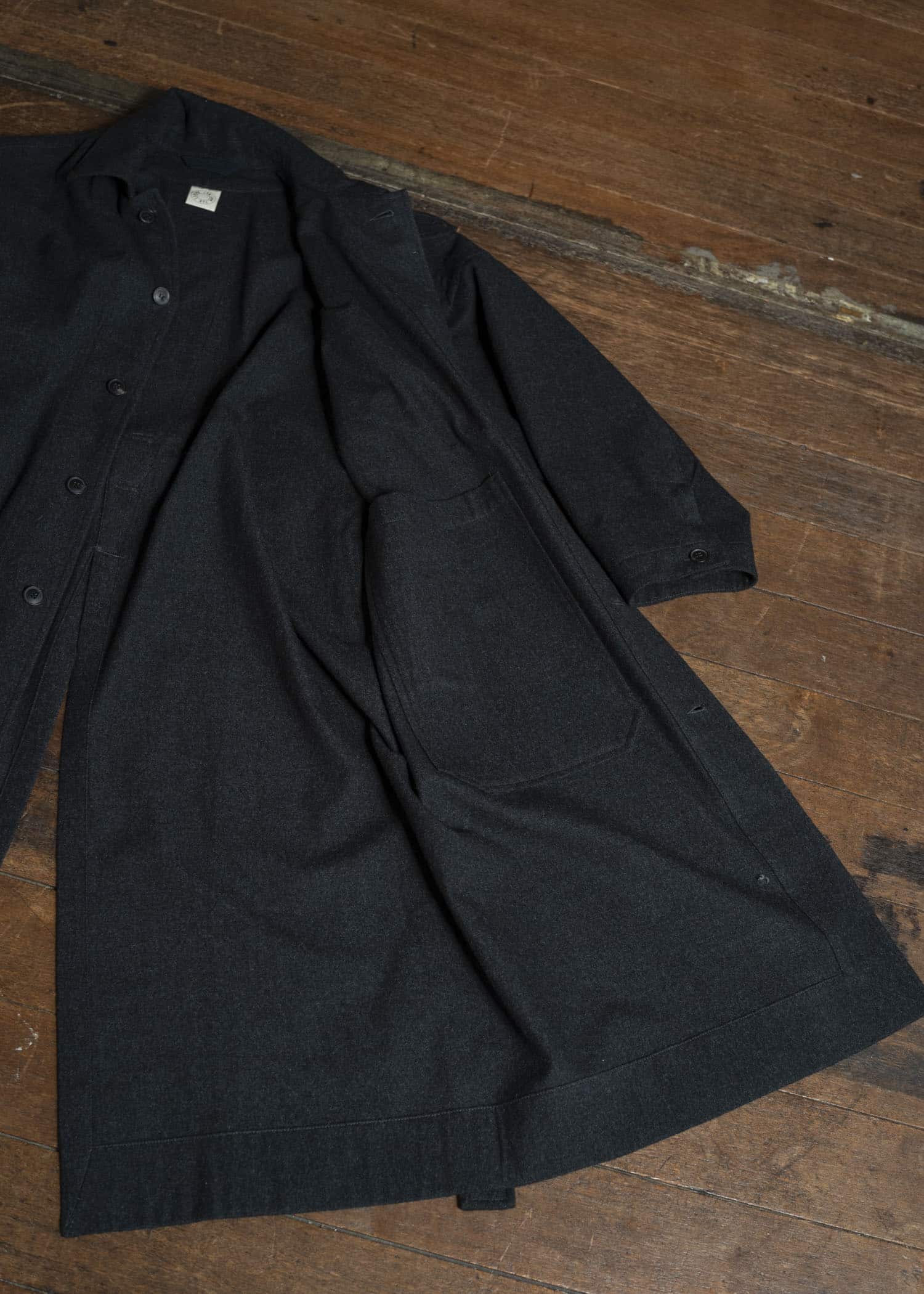 JAN-JAN VAN ESSCHE COAT#34 LONG COAT Soft Brushed Twill Anthracite