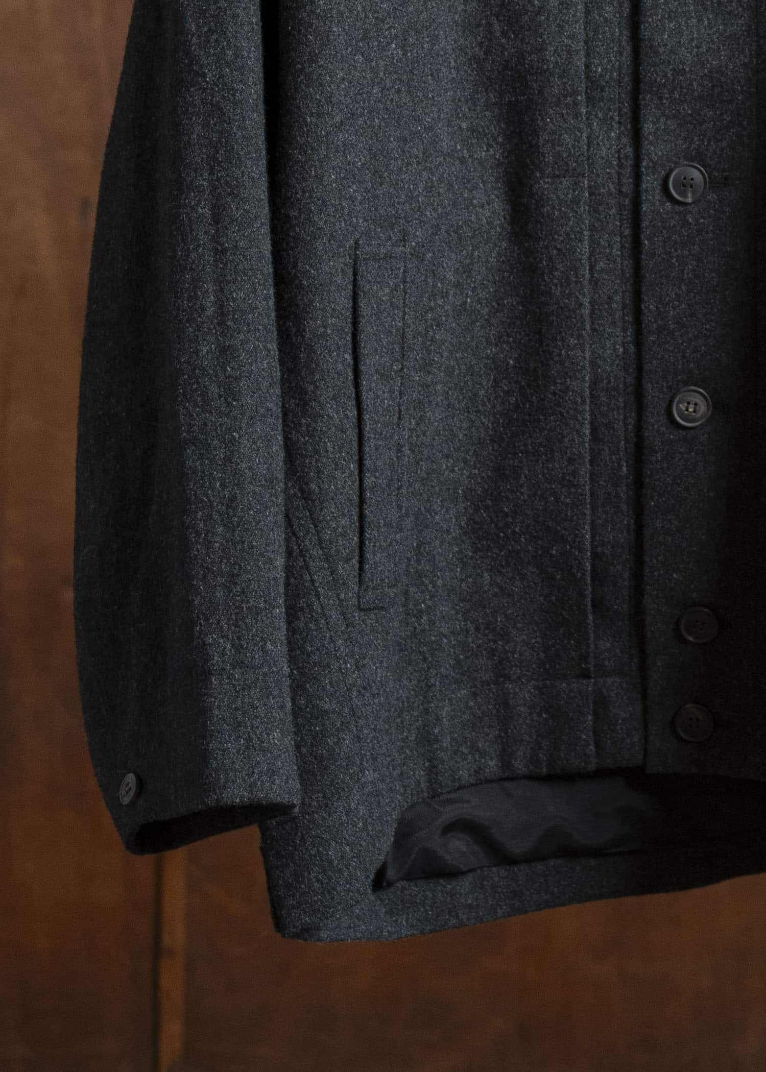 JAN-JAN VAN ESSCHE JACKET #61 JACKET WITH HIGH NECK STANDING COLLAR Soft Brushed Twill Anthracite