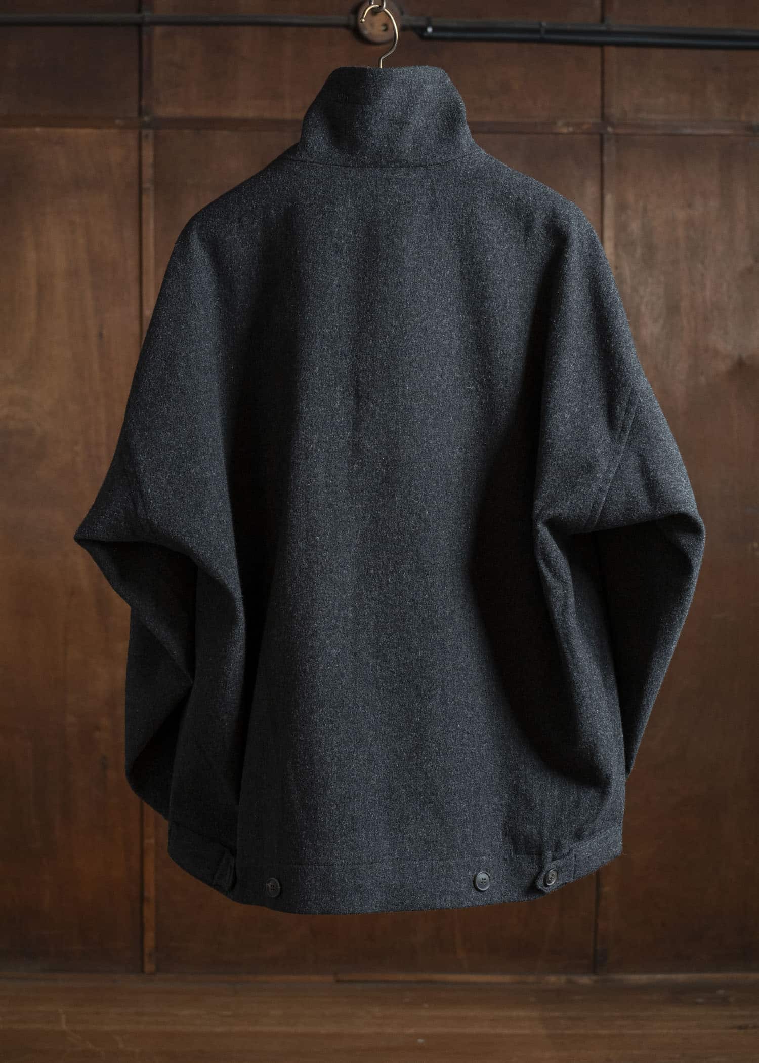 JAN-JAN VAN ESSCHE JACKET #61 JACKET WITH HIGH NECK STANDING COLLAR Soft Brushed Twill Anthracite