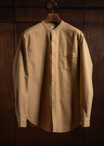 Taiga Takahashi Band Collar Shirt Camel Lot.104
