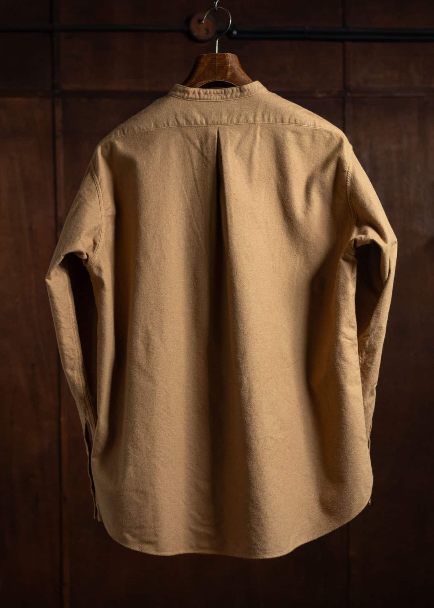 Taiga Takahashi Band Collar Shirt Camel Lot.104