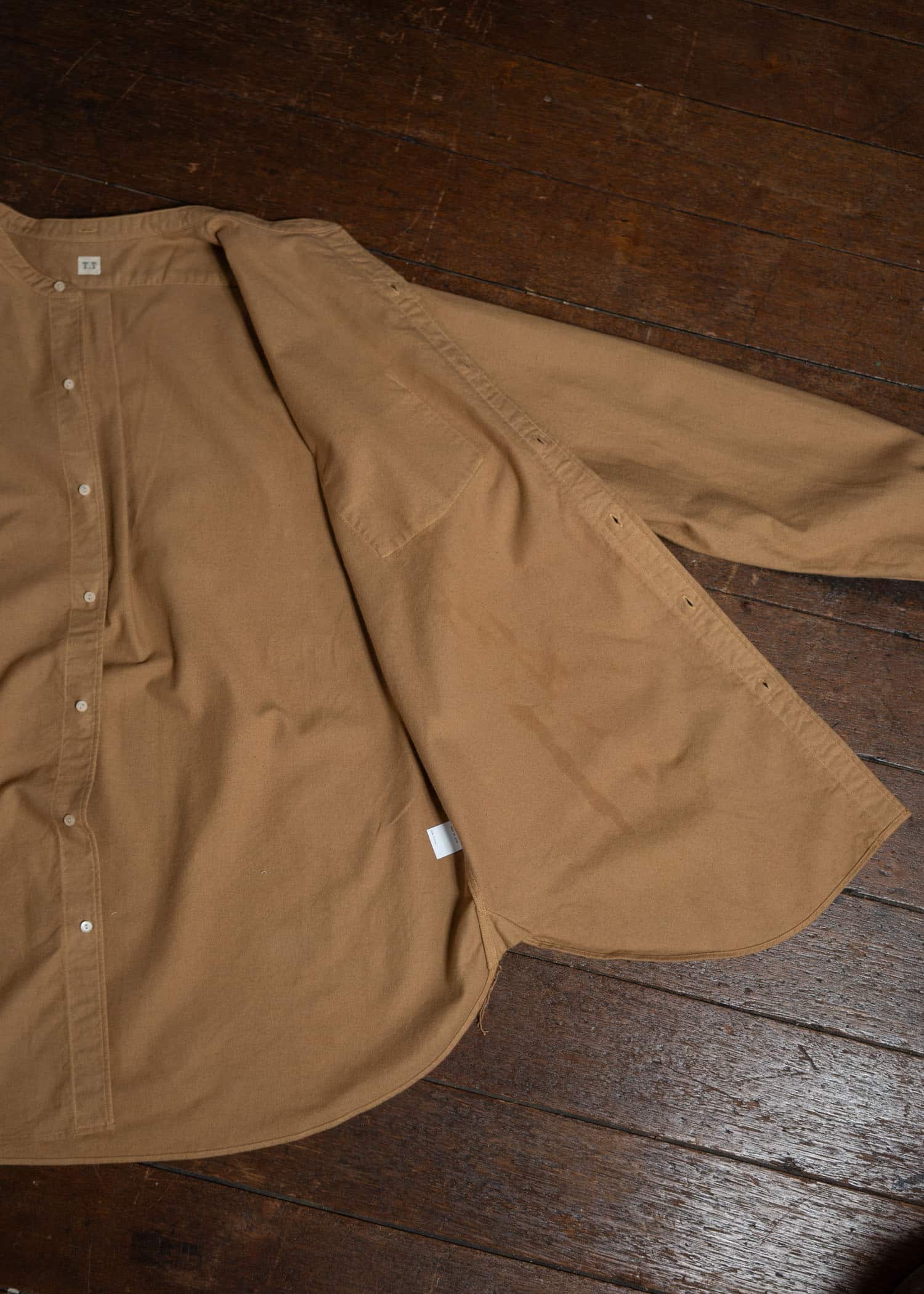 Taiga Takahashi Band Collar Shirt Camel Lot.104