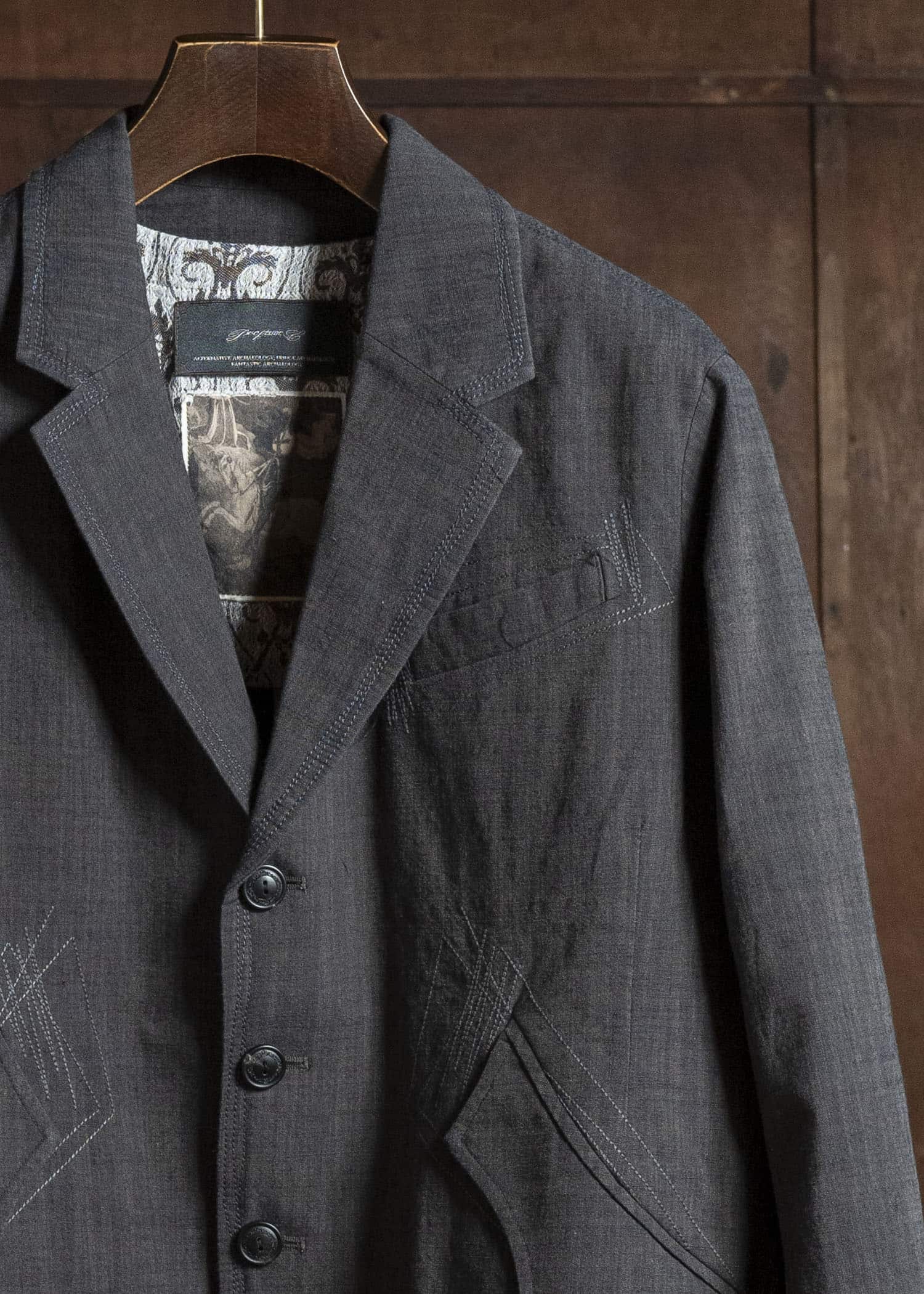 Professor.E ZIG-ZAG STITCH BLAZER DUST GREY 26SS-PE-JKT-05