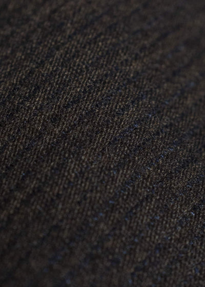 JAN-JAN VAN ESSCHE JACKET #61 JACKET WITH HIGH NECK STANDING COLLAR Ridged Linen Wool Eggplant / Indigo