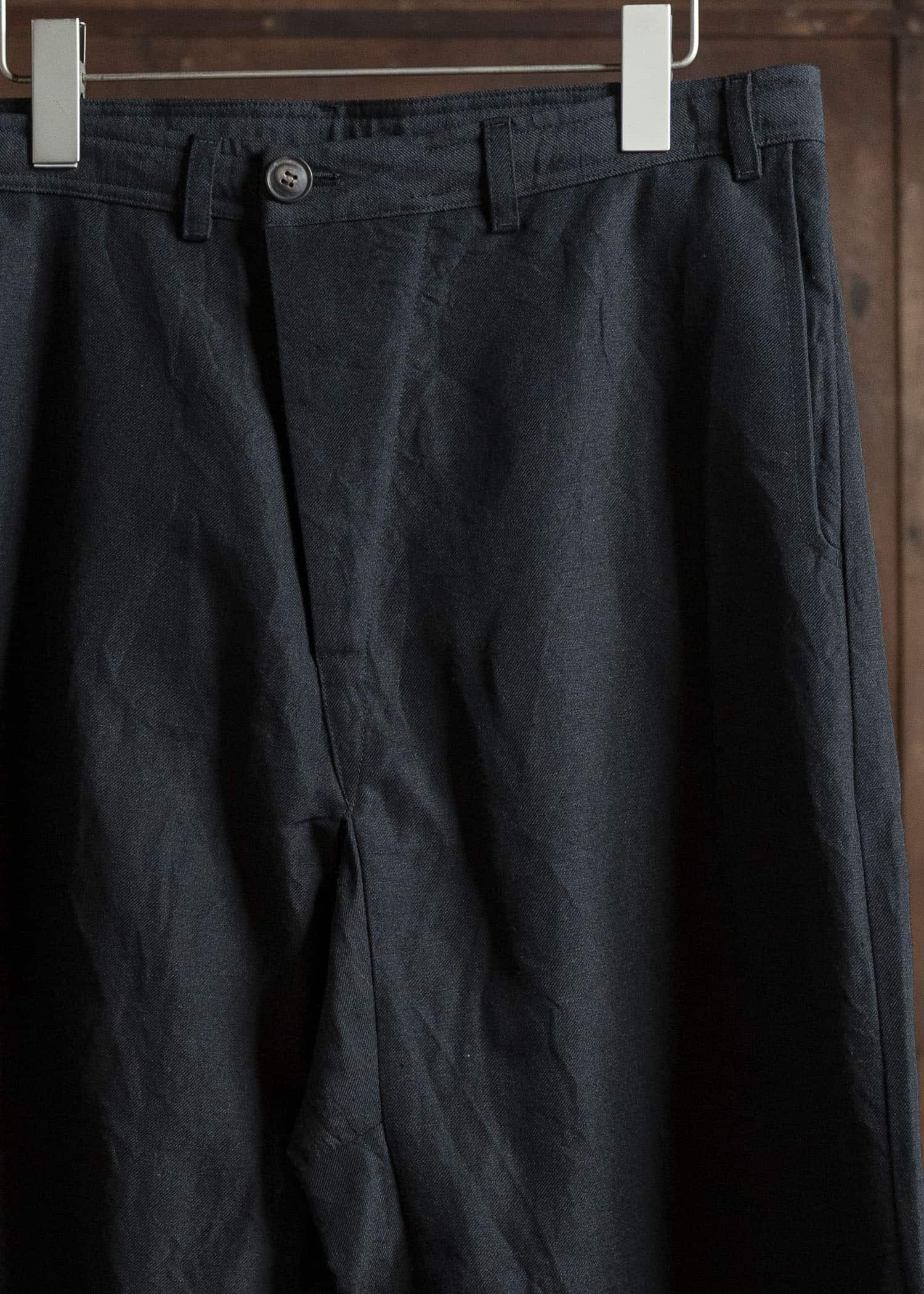 JAN-JAN VAN ESSCHE TROSERS #72 CHINO STYLE TROUSERS Linen Wool Twill Pitch Black