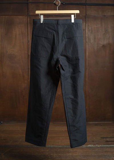 JAN-JAN VAN ESSCHE TROSERS #72 CHINO STYLE TROUSERS Linen Wool Twill Pitch Black