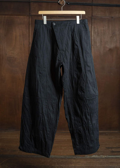JAN-JAN VAN ESSCHE TROSERS #89 TROUSERS WITH ELAS-TIC Wrinkle Cotton Black Striped