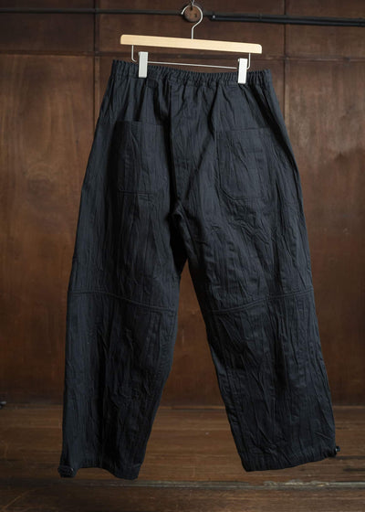JAN-JAN VAN ESSCHE TROSERS #89 TROUSERS WITH ELAS-TIC Wrinkle Cotton Black Striped