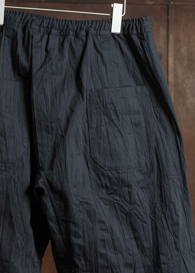 JAN-JAN VAN ESSCHE TROSERS #89 TROUSERS WITH ELAS-TIC Wrinkle Cotton Black Striped