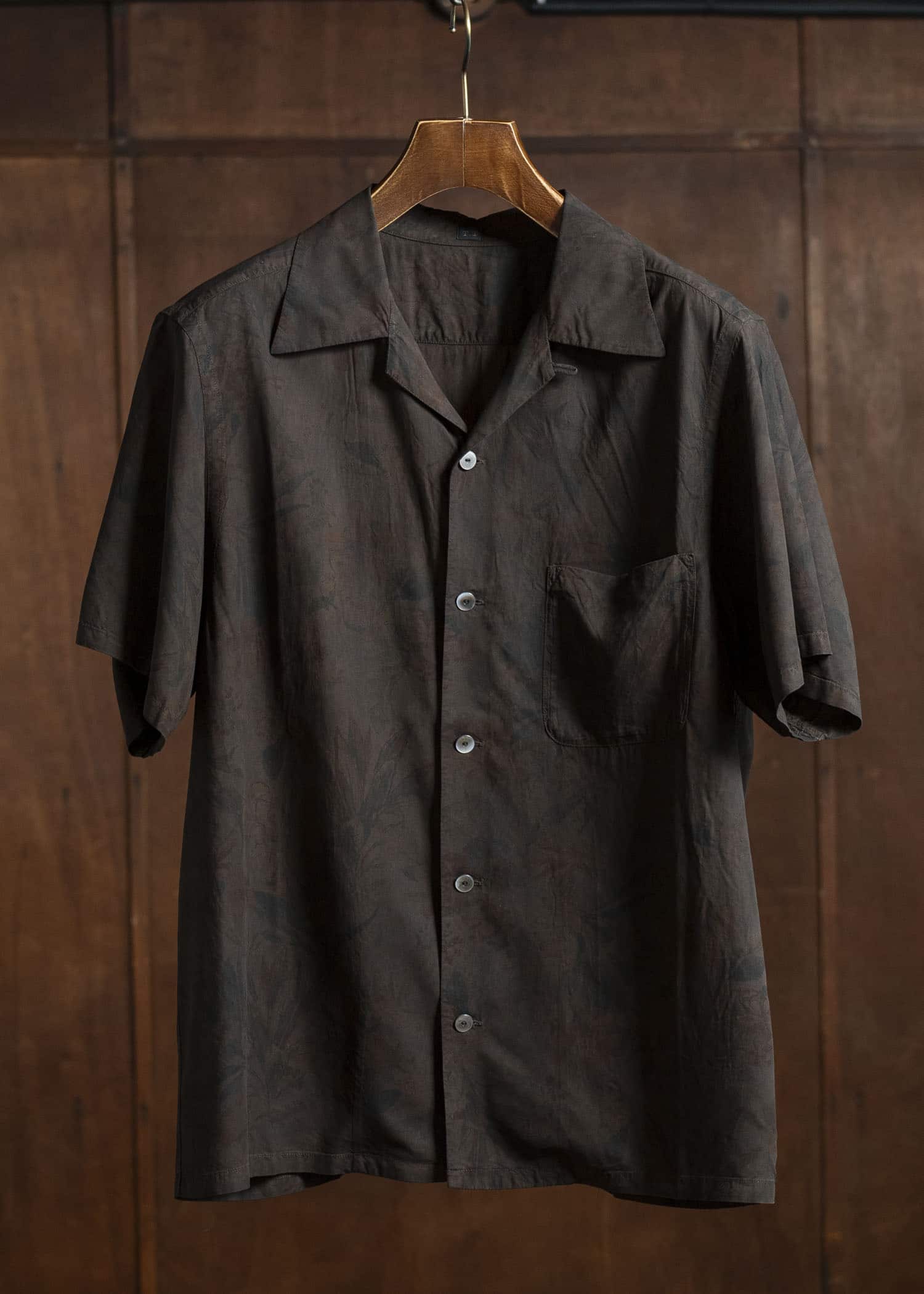 Taiga Takahashi Open Collar Shirt Lot.113 Mud Dyed Brown