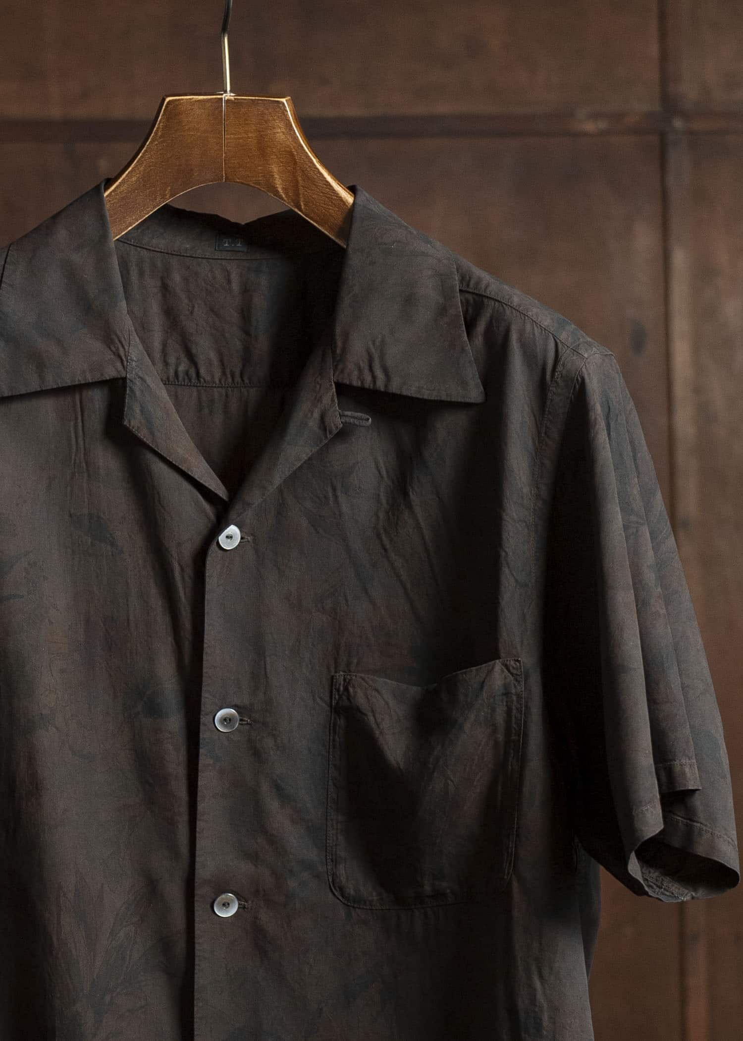 Taiga Takahashi Open Collar Shirt Lot.113 Mud Dyed Brown
