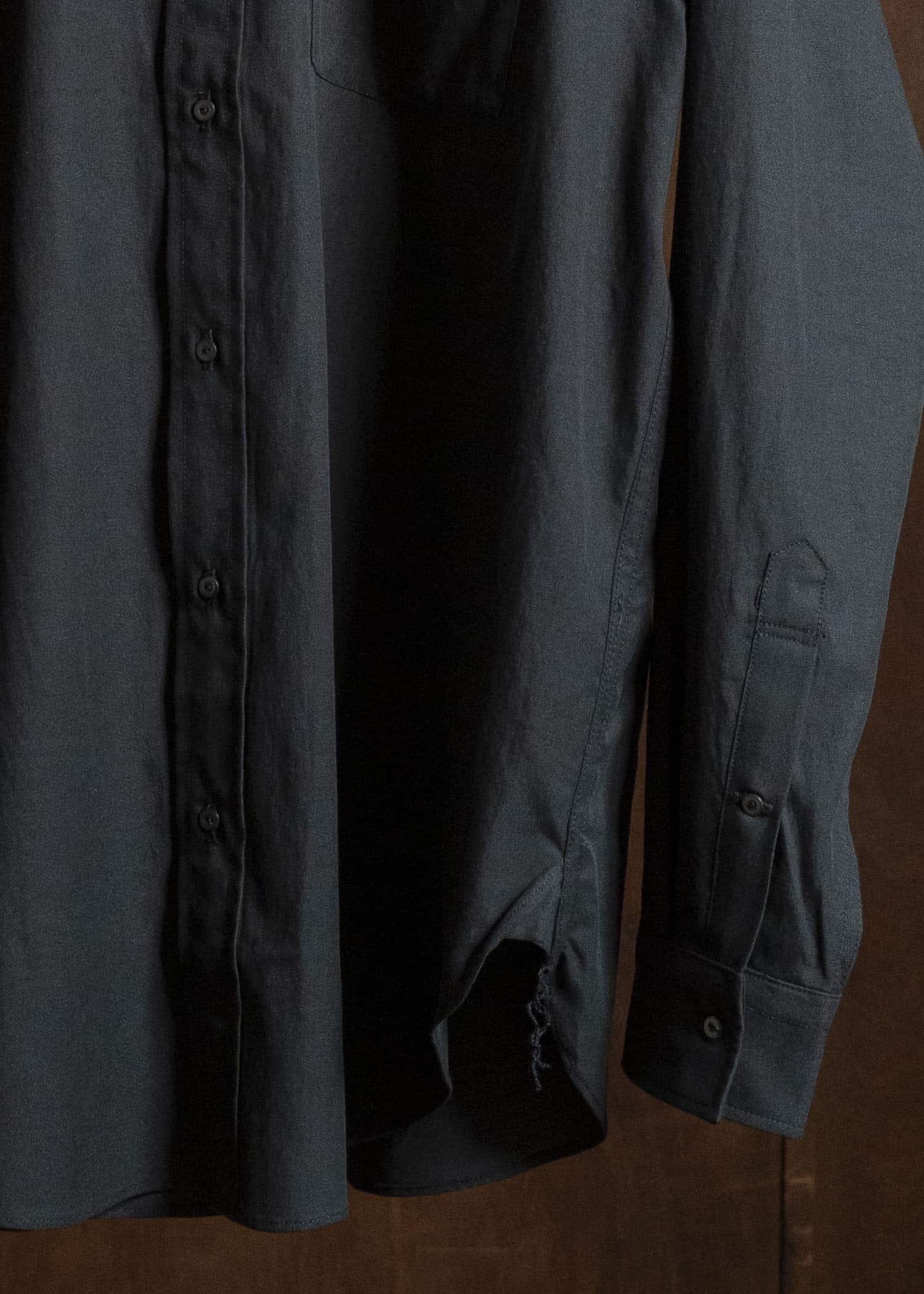 Taiga Takahashi Lot.104-Charcoal Band Collar Shirt Charcoal