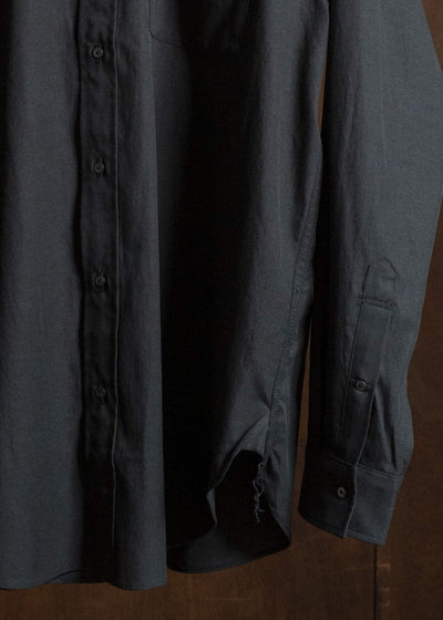 Taiga Takahashi Lot.104-Charcoal Band Collar Shirt Charcoal