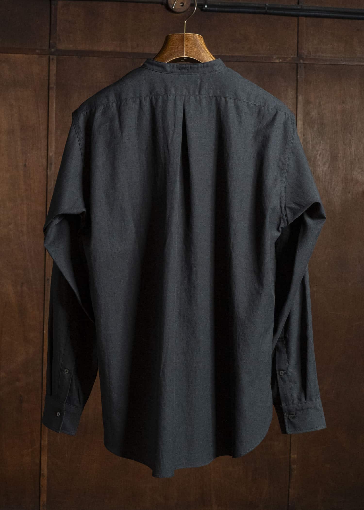 Taiga Takahashi Lot.104-Charcoal Band Collar Shirt Charcoal