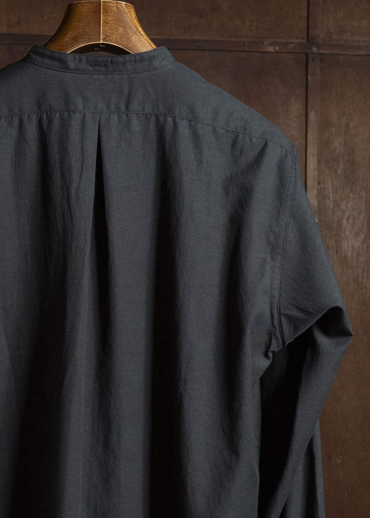 Taiga Takahashi Lot.104-Charcoal Band Collar Shirt Charcoal