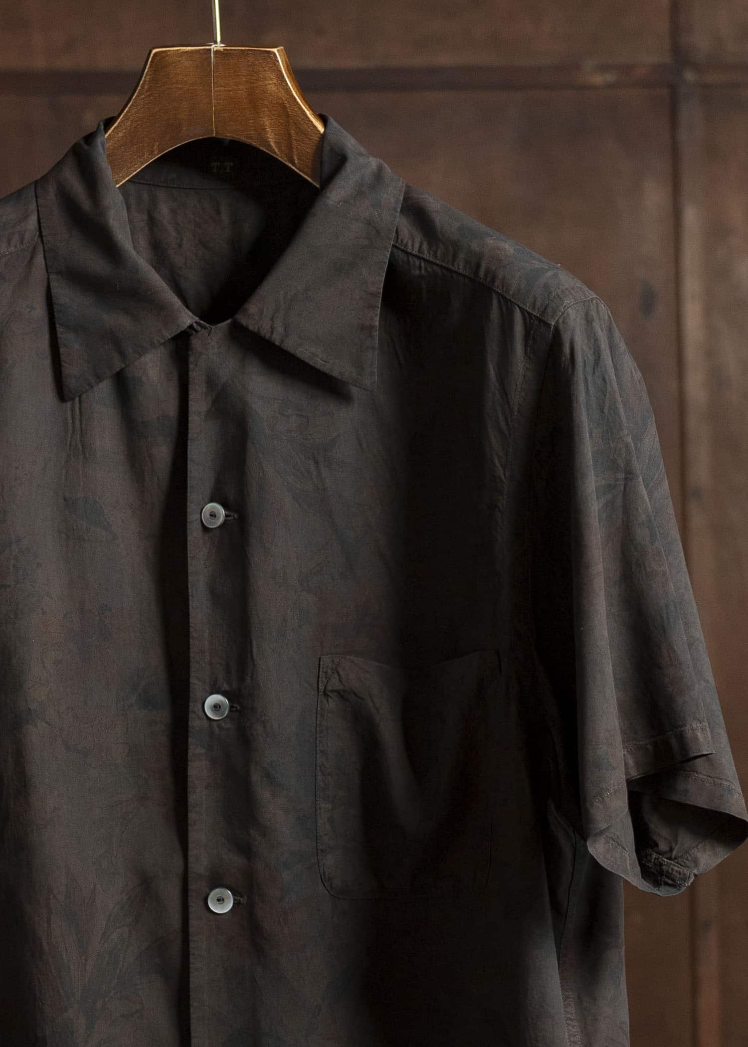 Taiga Takahashi Open Collar Shirt Lot.113 Mud Dyed Brown