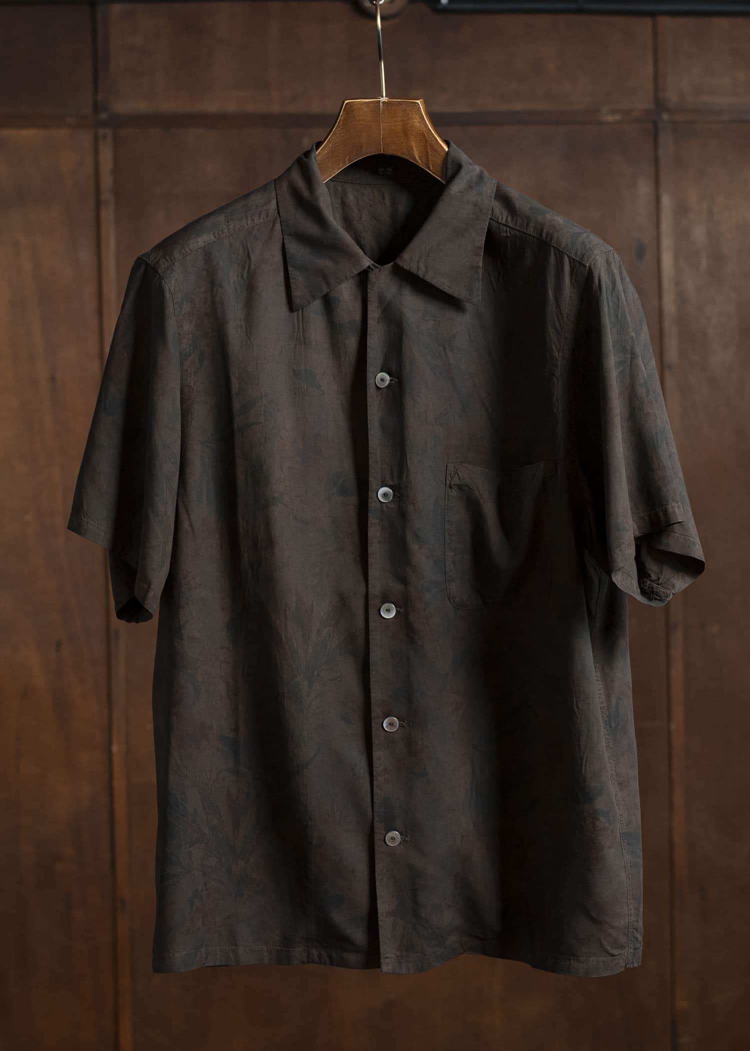 Taiga Takahashi Open Collar Shirt Lot.113 Mud Dyed Brown
