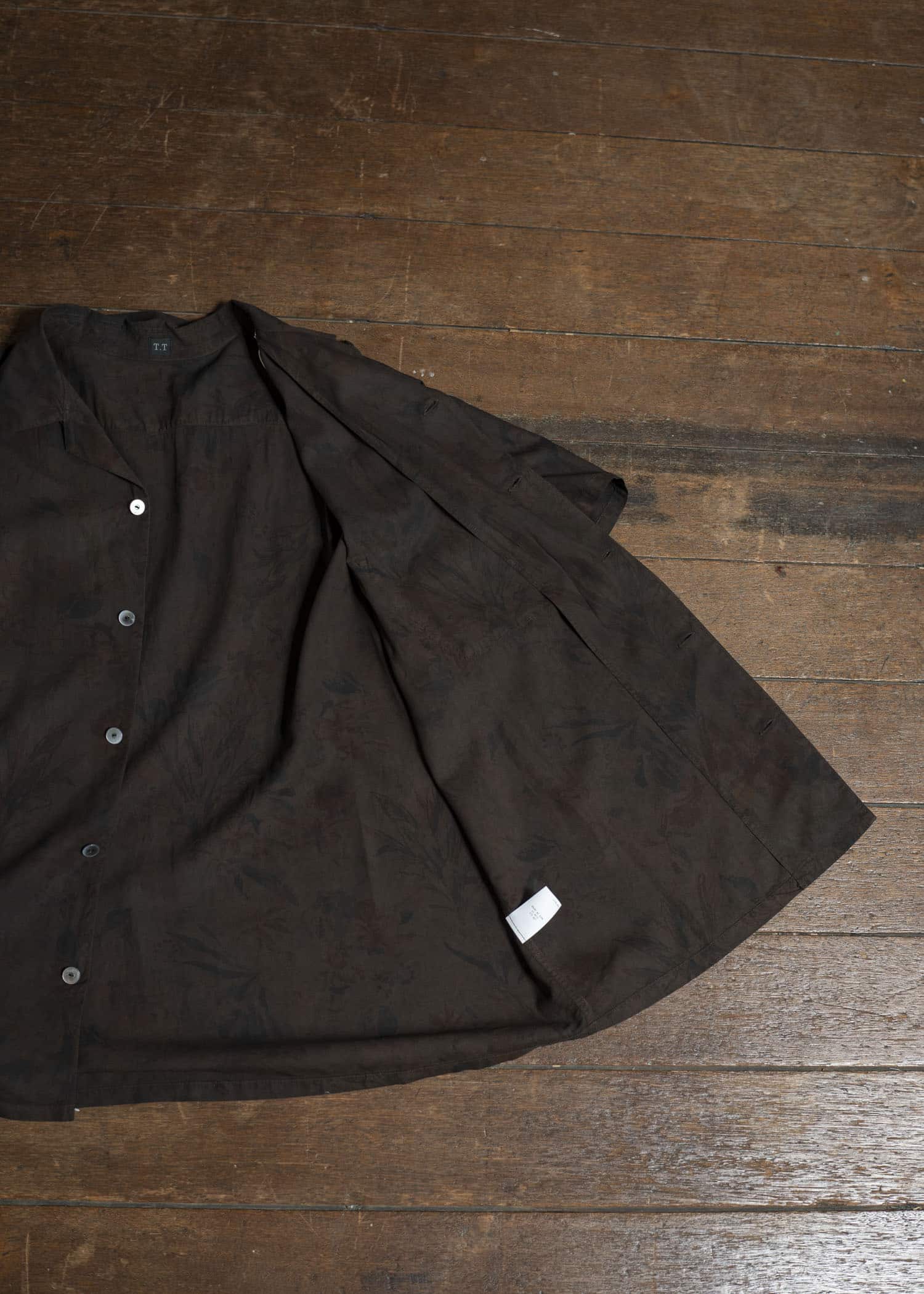 Taiga Takahashi Open Collar Shirt Lot.113 Mud Dyed Brown