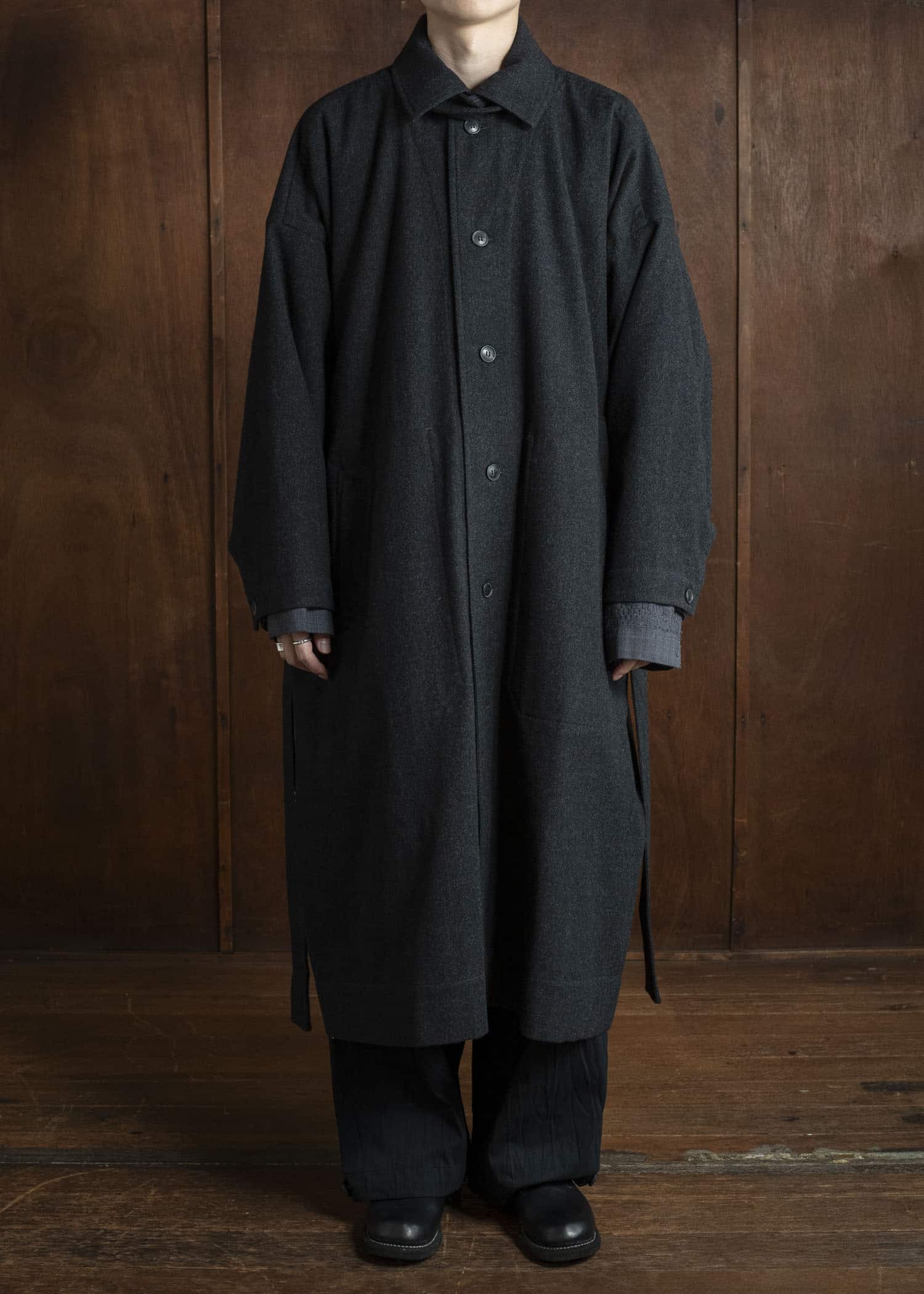 JAN-JAN VAN ESSCHE COAT#34 LONG COAT Soft Brushed Twill Anthracite