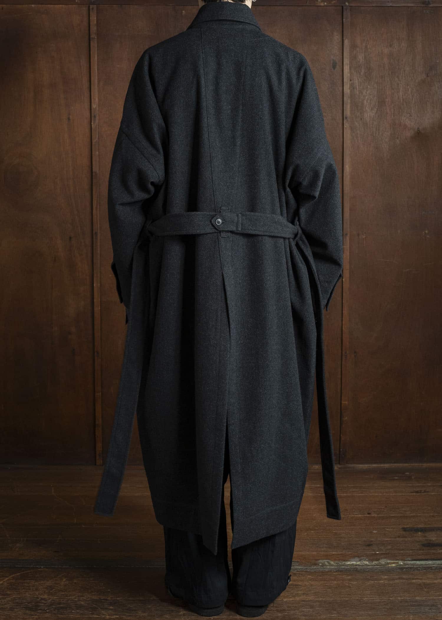 JAN-JAN VAN ESSCHE COAT#34 LONG COAT Soft Brushed Twill Anthracite