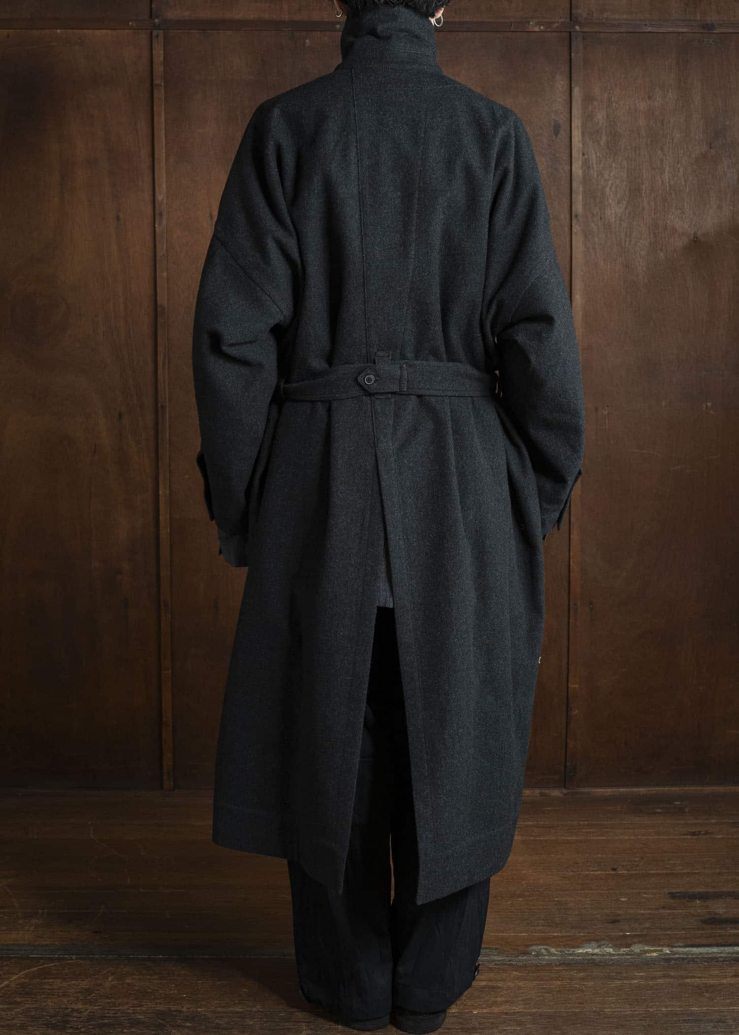 JAN-JAN VAN ESSCHE COAT#34 LONG COAT Soft Brushed Twill Anthracite