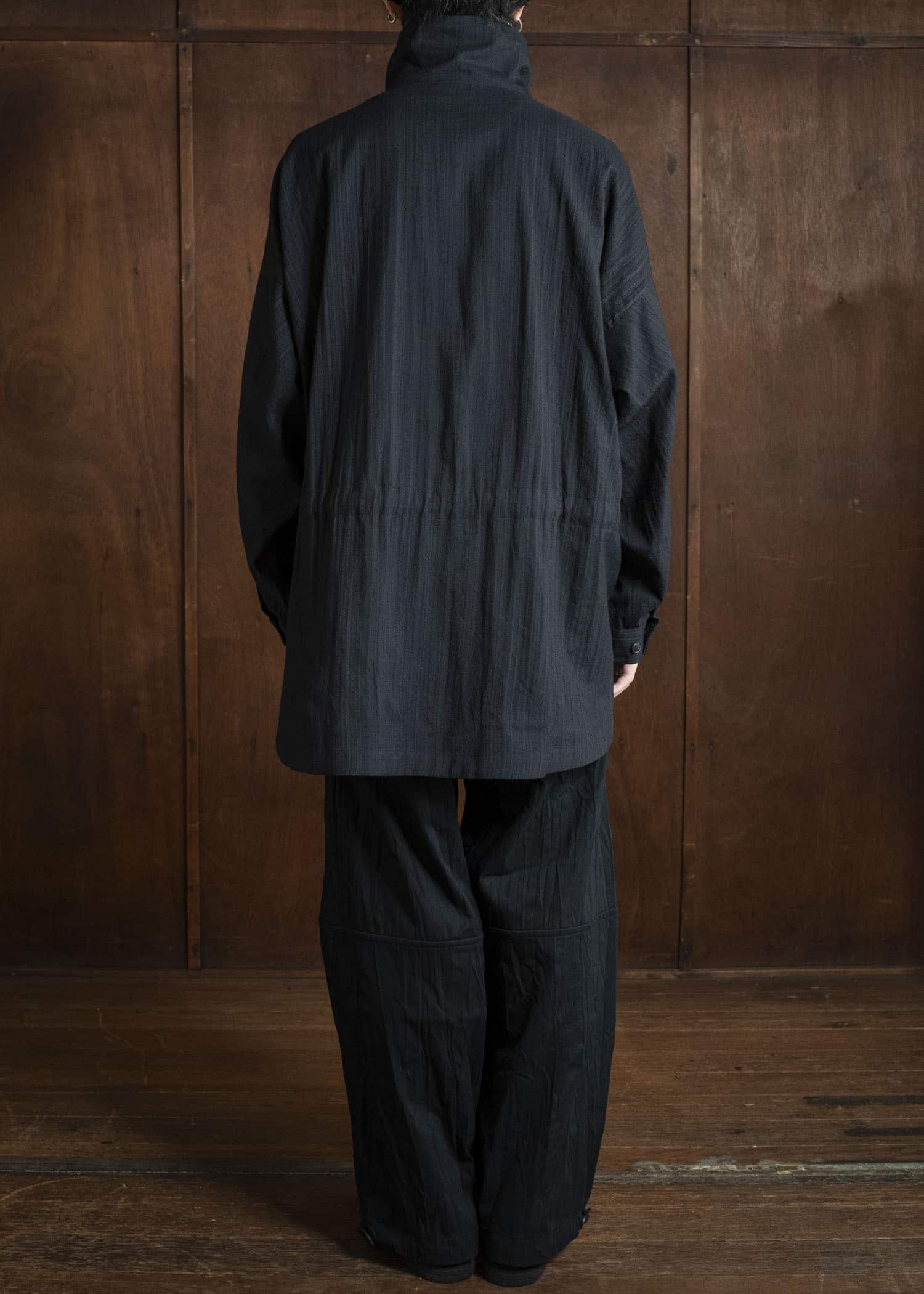 JAN-JAN VAN ESSCHE SHIRT#110 SHIRT JACKET WITH HIGH Medium Seersucker Dark Stripe