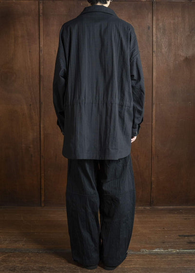 JAN-JAN VAN ESSCHE SHIRT#110 SHIRT JACKET WITH HIGH Medium Seersucker Dark Stripe