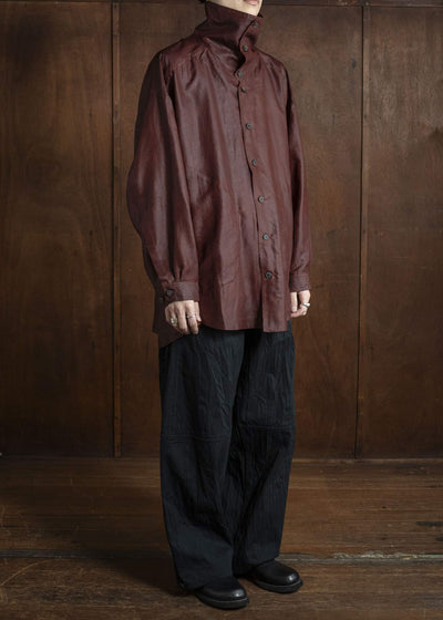 JAN-JAN VAN ESSCHE SHIRT#110 SHIRT JACKET WITH HIGH Shuliang Silk Oxblood
