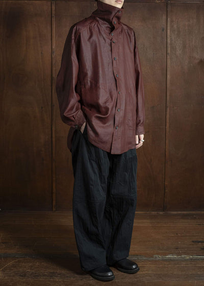 JAN-JAN VAN ESSCHE SHIRT#110 SHIRT JACKET WITH HIGH Shuliang Silk Oxblood