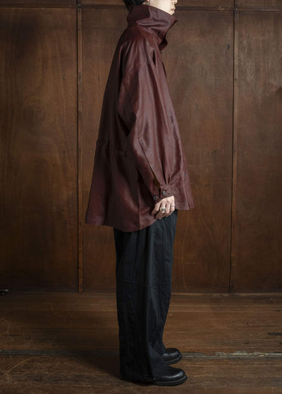 JAN-JAN VAN ESSCHE SHIRT#110 SHIRT JACKET WITH HIGH Shuliang Silk Oxblood