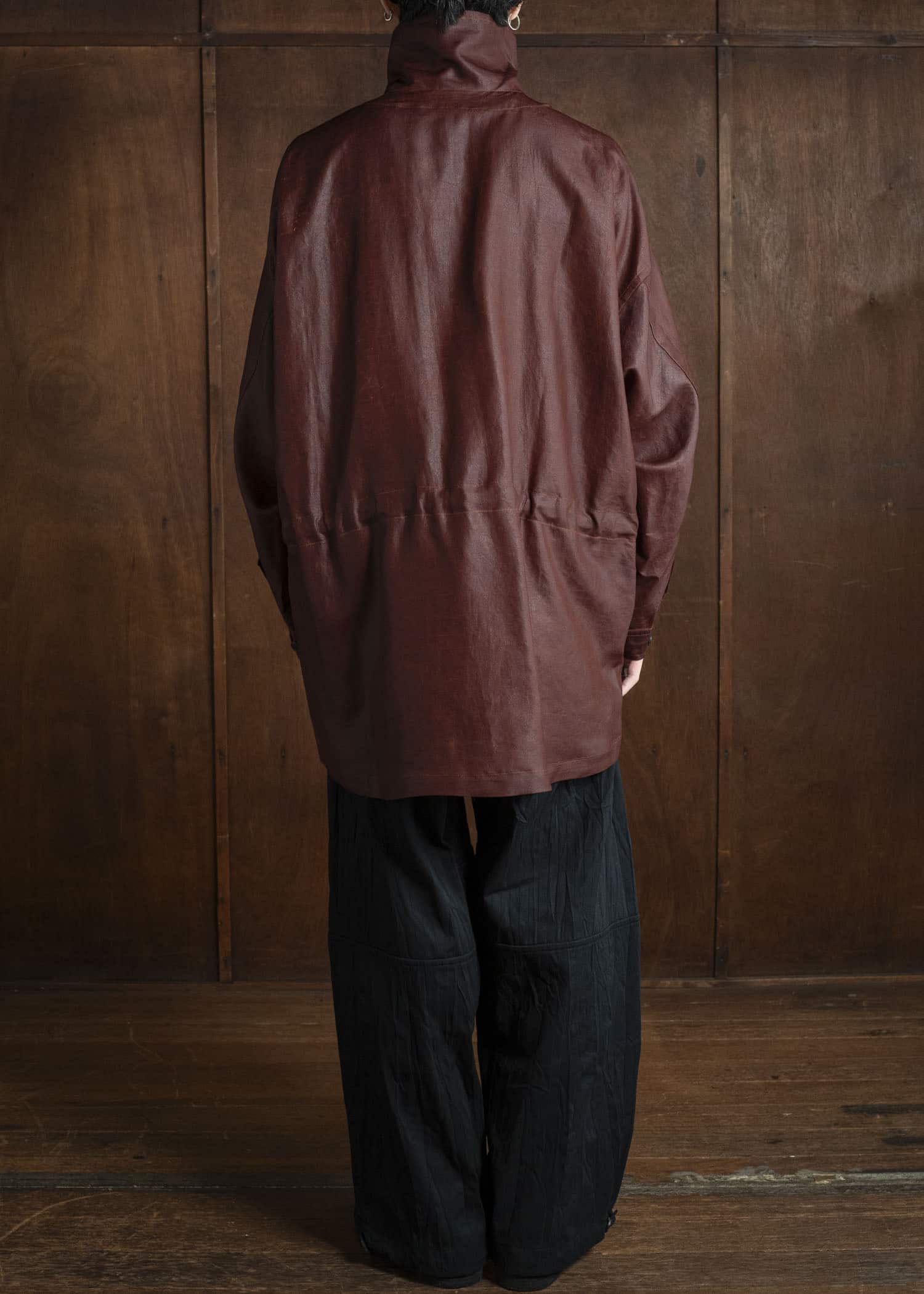 JAN-JAN VAN ESSCHE SHIRT#110 SHIRT JACKET WITH HIGH Shuliang Silk Oxblood