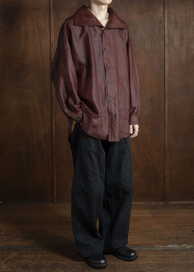 JAN-JAN VAN ESSCHE SHIRT#110 SHIRT JACKET WITH HIGH Shuliang Silk Oxblood