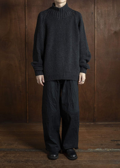 JAN-JAN VAN ESSCHE KNIT #68 HAND KNIT TURTLE NECK SWEATER Lain Black