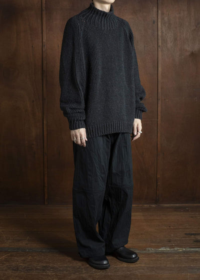 JAN-JAN VAN ESSCHE KNIT #68 HAND KNIT TURTLE NECK SWEATER Lain Black