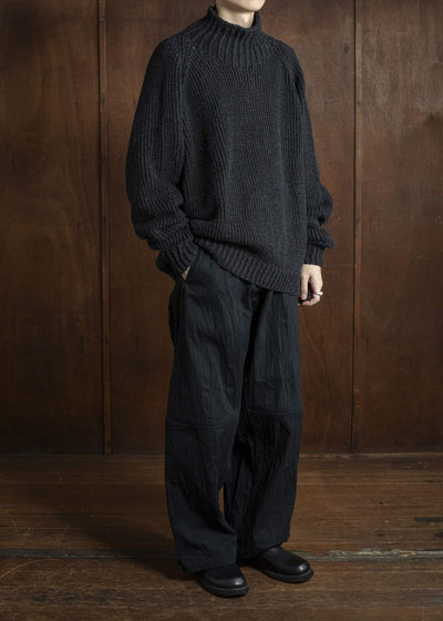 JAN-JAN VAN ESSCHE KNIT #68 HAND KNIT TURTLE NECK SWEATER Lain Black