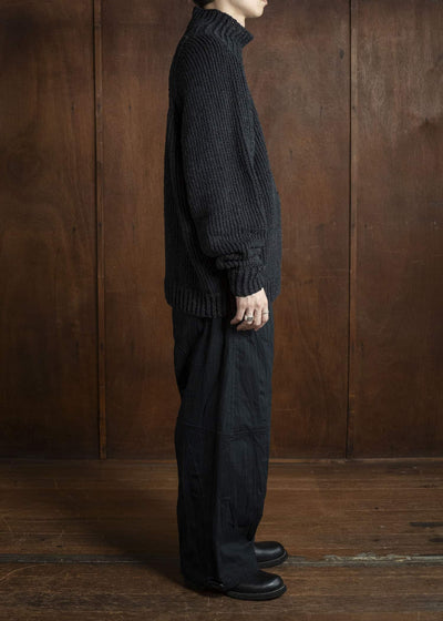 JAN-JAN VAN ESSCHE KNIT #68 HAND KNIT TURTLE NECK SWEATER Lain Black