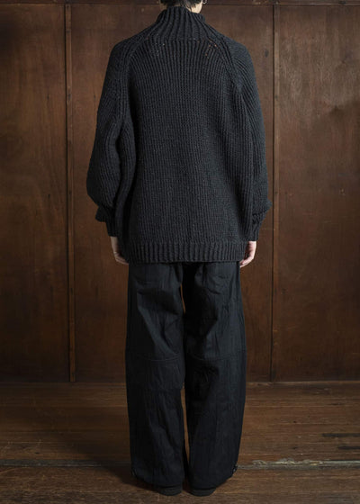 JAN-JAN VAN ESSCHE KNIT #68 HAND KNIT TURTLE NECK SWEATER Lain Black