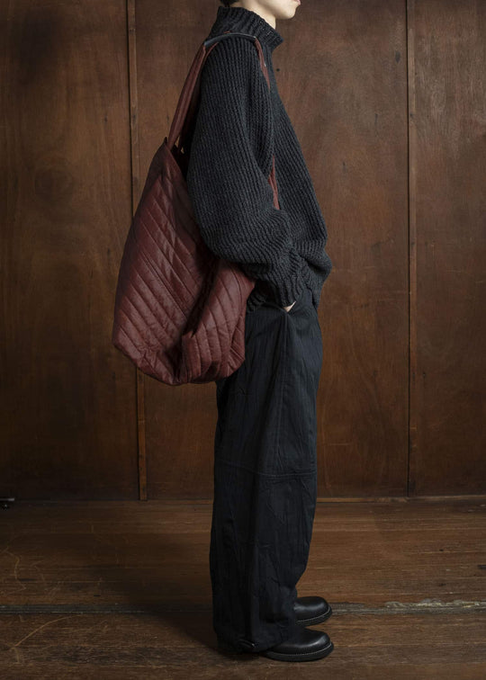 JAN-JAN VAN ESSCHE BAG#42 BIG SPIRAL BAG Shuliang Silk Padded Oxblood