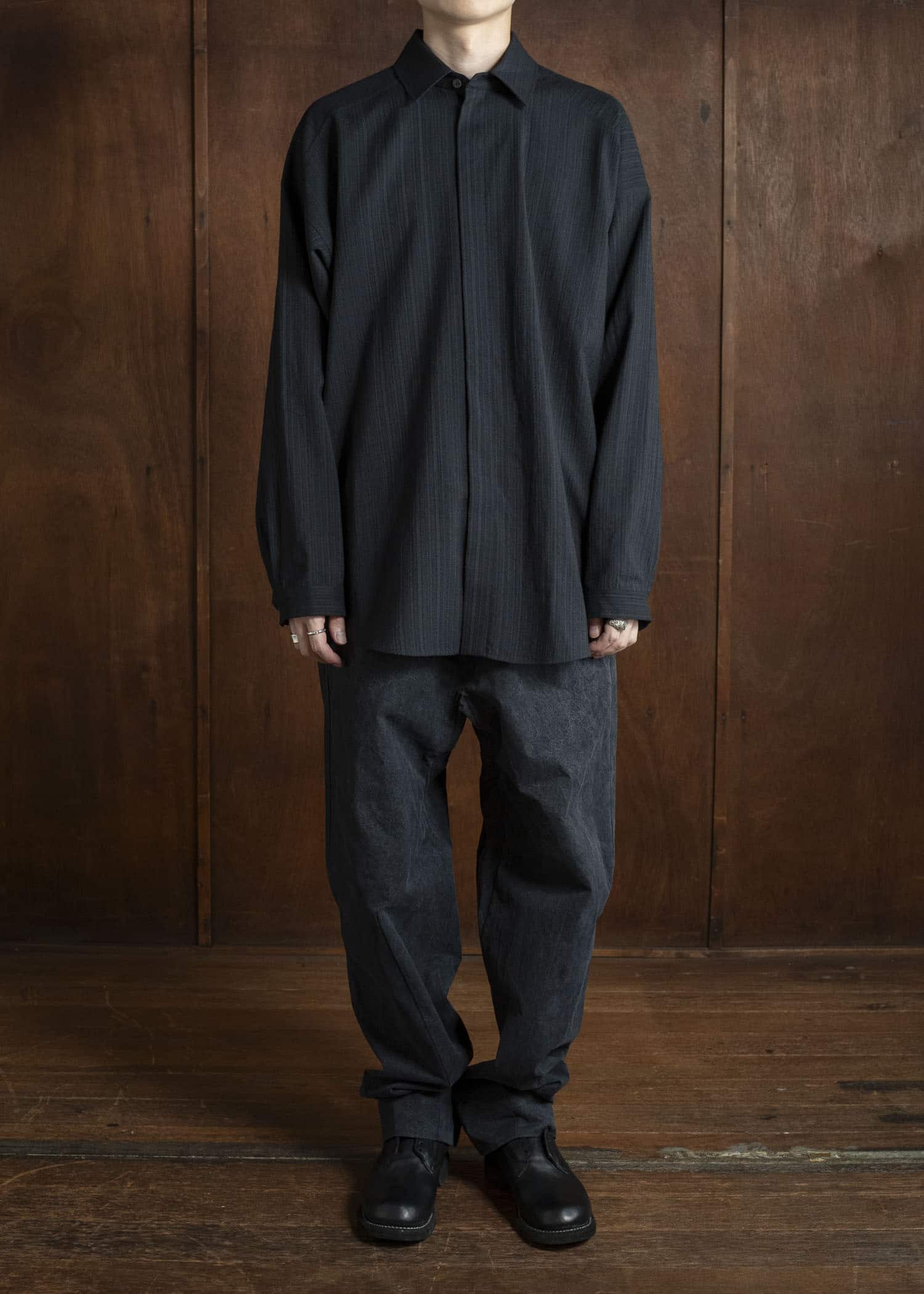 JAN-JAN VAN ESSCHE SHIRT#106 REGULAR FIT LONG SLEEVE SHIRT Medium Seersucker Dark Stripe