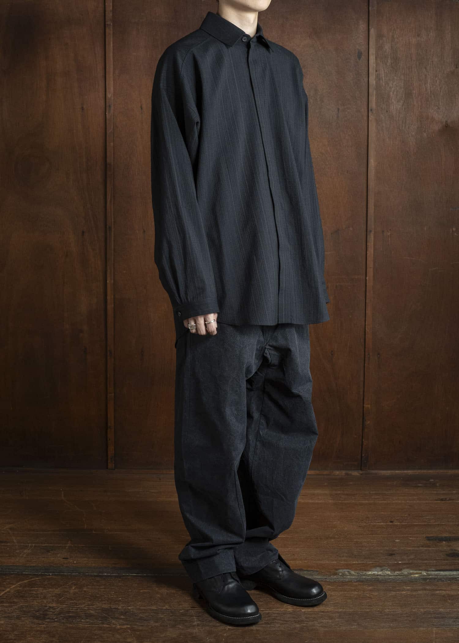 JAN-JAN VAN ESSCHE SHIRT#106 REGULAR FIT LONG SLEEVE SHIRT Medium Seersucker Dark Stripe