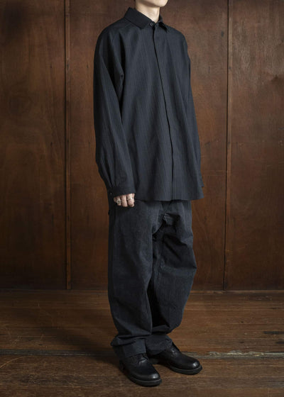 JAN-JAN VAN ESSCHE SHIRT#106 REGULAR FIT LONG SLEEVE SHIRT Medium Seersucker Dark Stripe