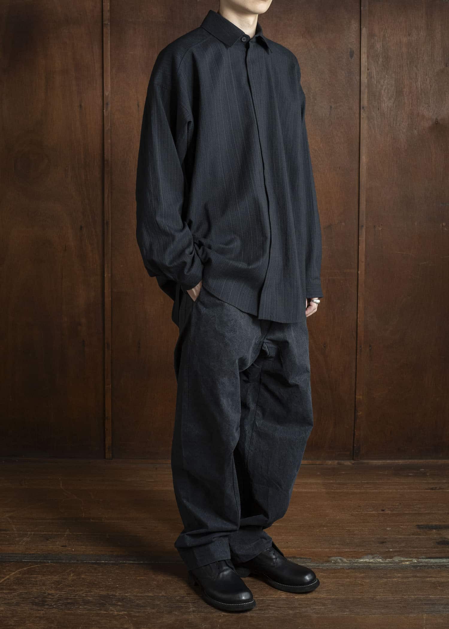 JAN-JAN VAN ESSCHE SHIRT#106 REGULAR FIT LONG SLEEVE SHIRT Medium Seersucker Dark Stripe