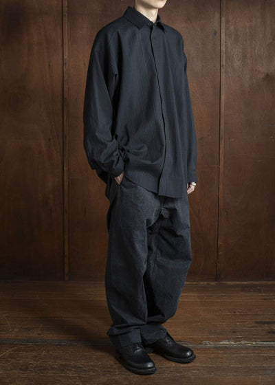 JAN-JAN VAN ESSCHE SHIRT#106 REGULAR FIT LONG SLEEVE SHIRT Medium Seersucker Dark Stripe