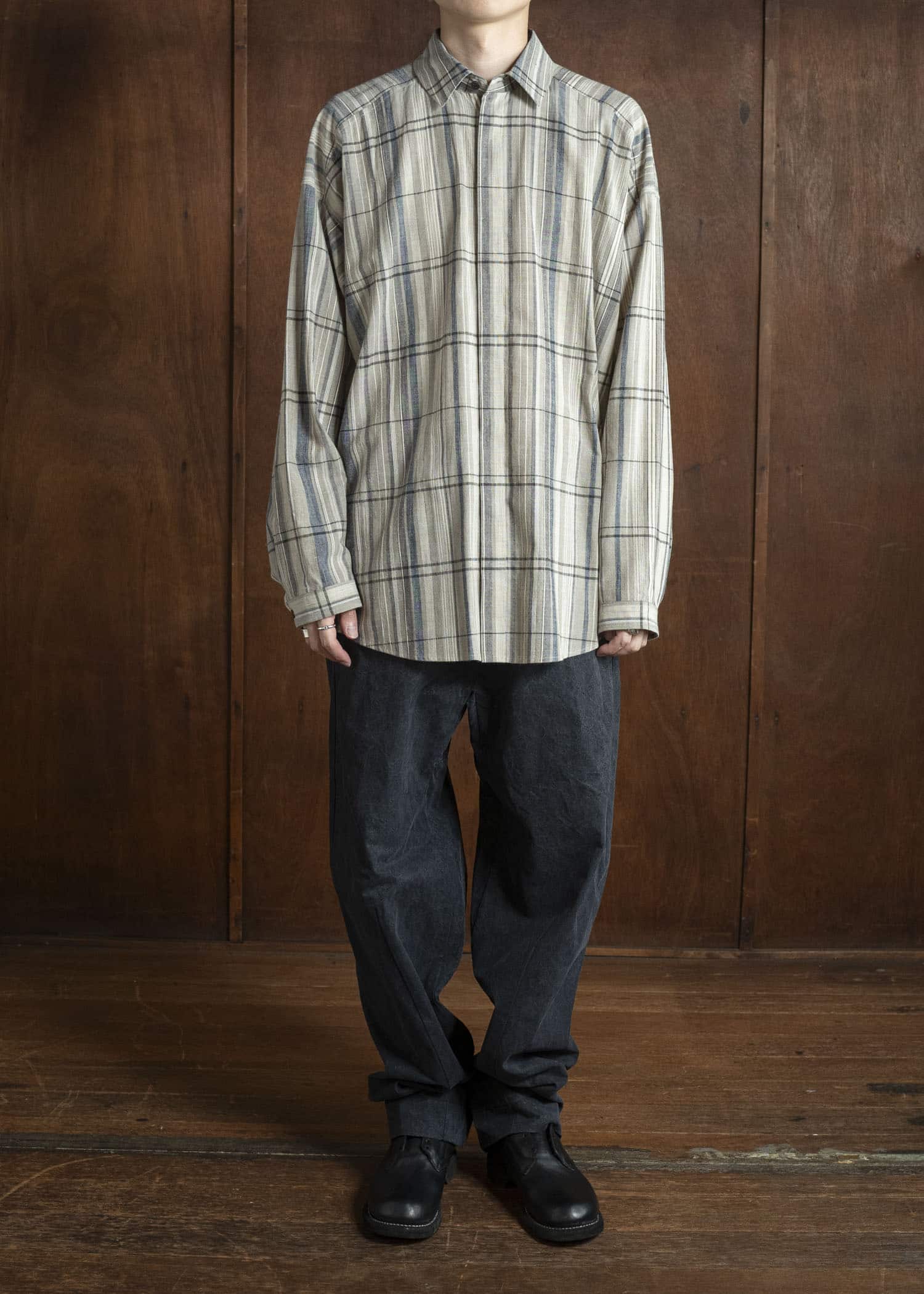 JAN-JAN VAN ESSCHE SHIRT#106 REGULAR FIT LONG SLEEVE SHIRT Madras Plaid Plaster