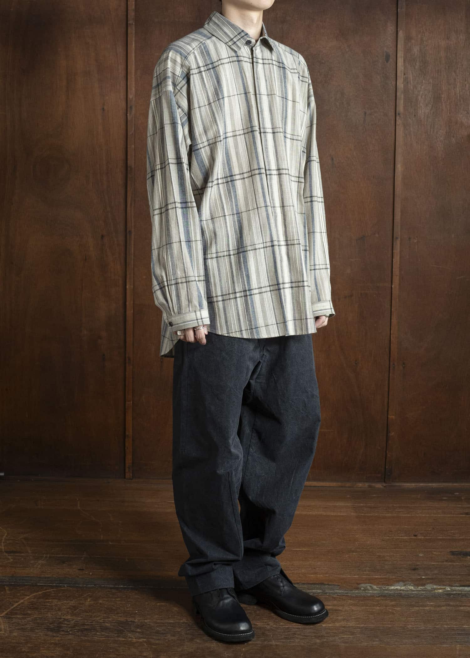 JAN-JAN VAN ESSCHE SHIRT#110 SHIRT JACKET WITH HIGH Madras Plaid Plaster